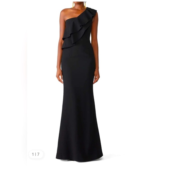 Black Halo  Eve Manala Gown One Shoulder Ruffle
Fitted Dress Size 6 - Picture 1 of 10